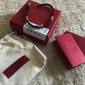 Authentic Valentino Black Leather V bracelet.